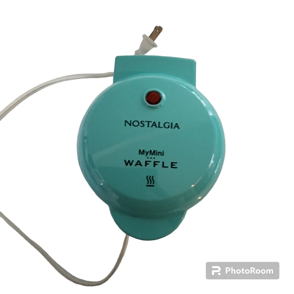 Mini waffle maker, teal